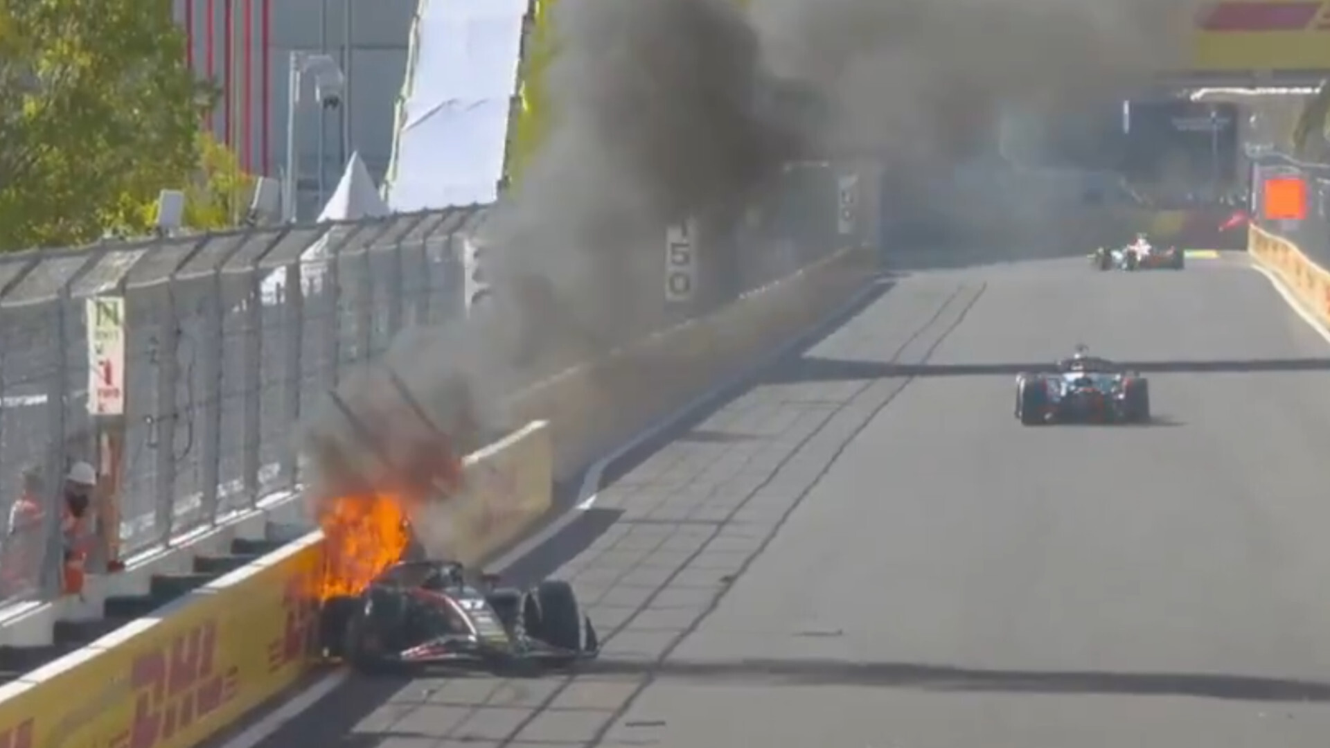 Formula 2 antrenman sırasında Madring’deki ilk kaza, araç alev alırken kırmızı bayrak